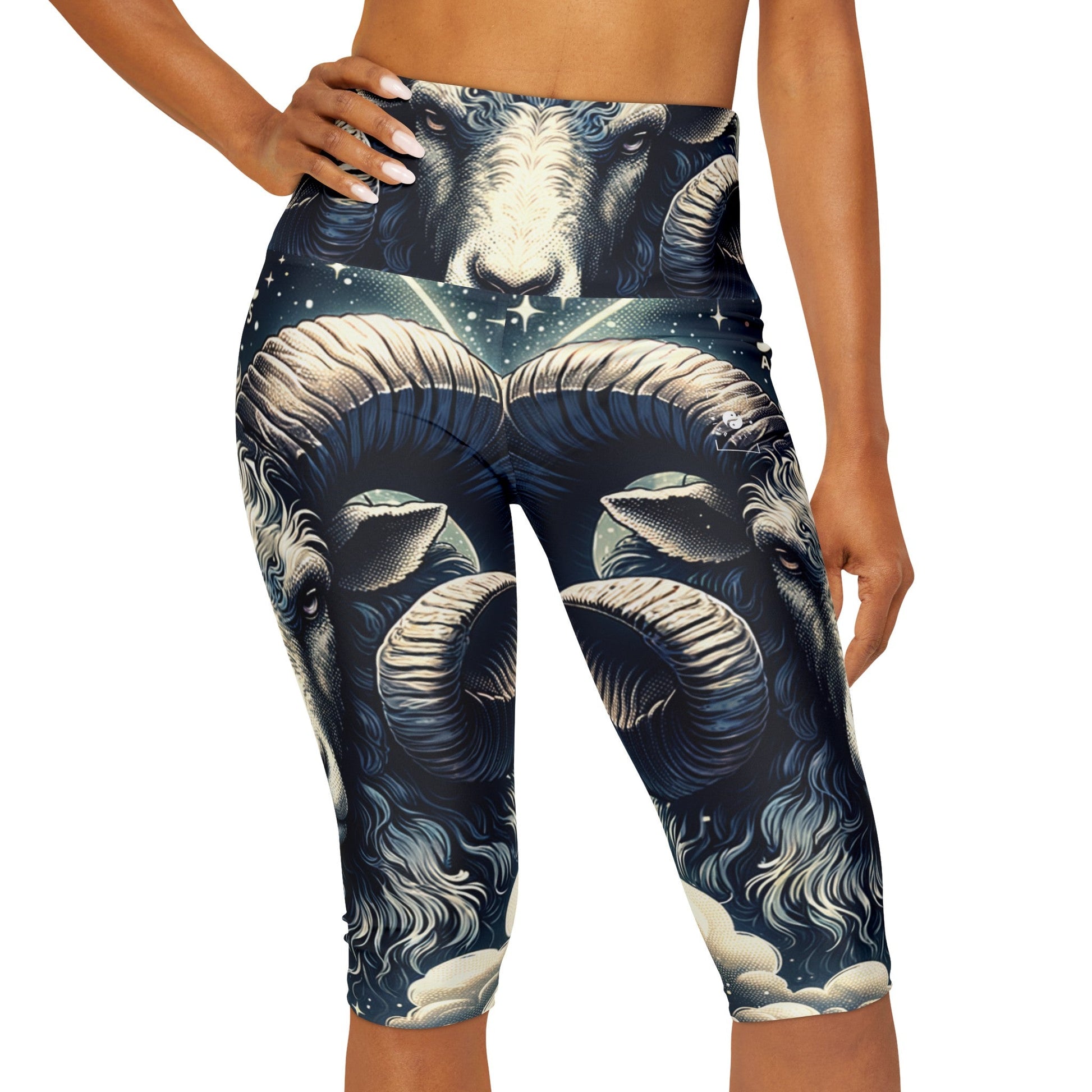 "Celestial Ram Ascendant" - High Waisted Capri Leggings - iSquaredYoga