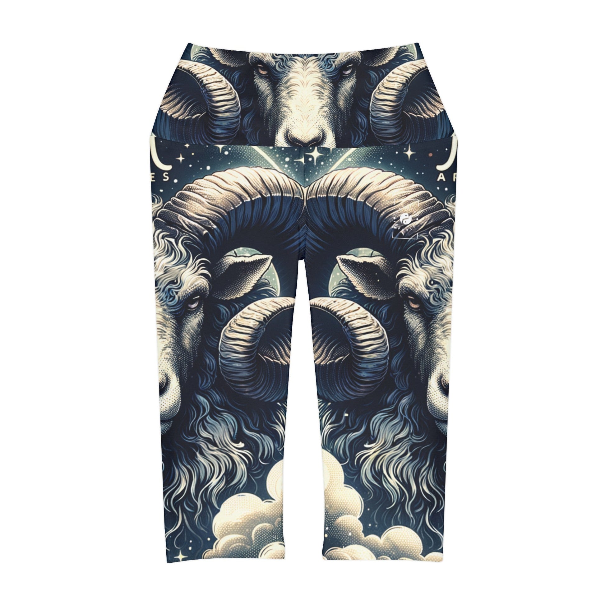 "Celestial Ram Ascendant" - High Waisted Capri Leggings - iSquaredYoga