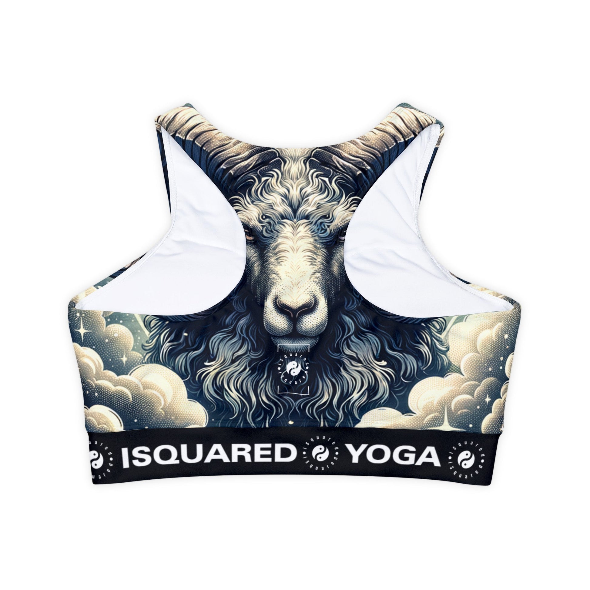 "Celestial Ram Ascendant" - Lined & Padded Sports Bra - iSquaredYoga