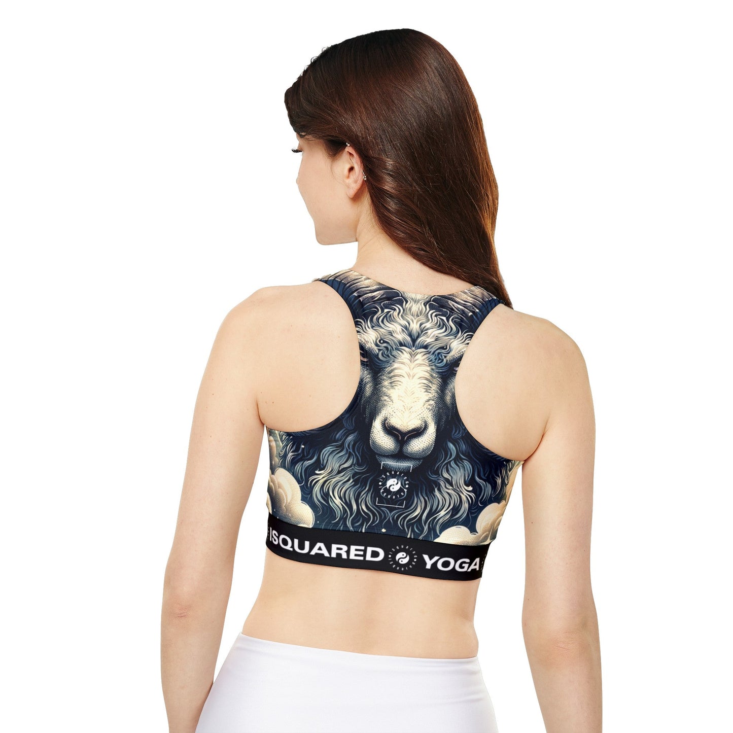 "Celestial Ram Ascendant" - Lined & Padded Sports Bra - iSquaredYoga