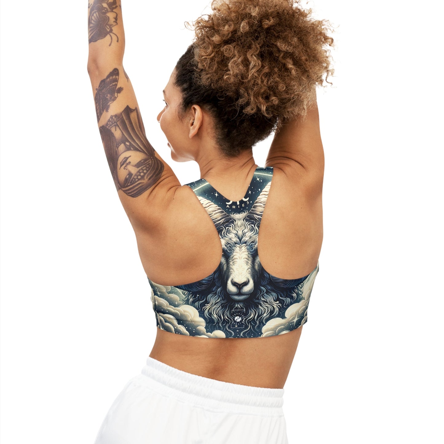 "Celestial Ram Ascendant" - Seamless Sports Bra - iSquaredYoga