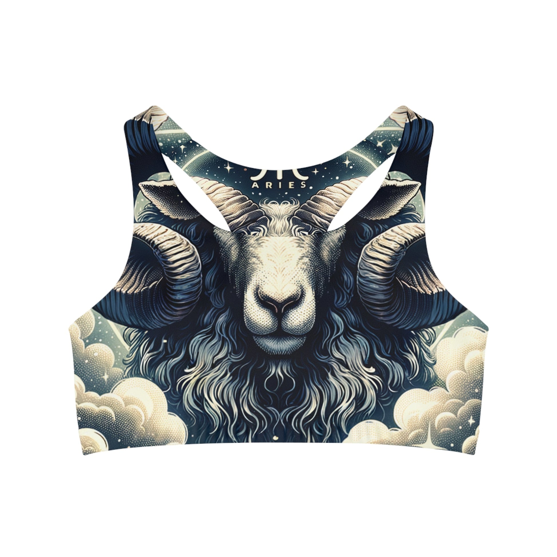 "Celestial Ram Ascendant" - Seamless Sports Bra - iSquaredYoga