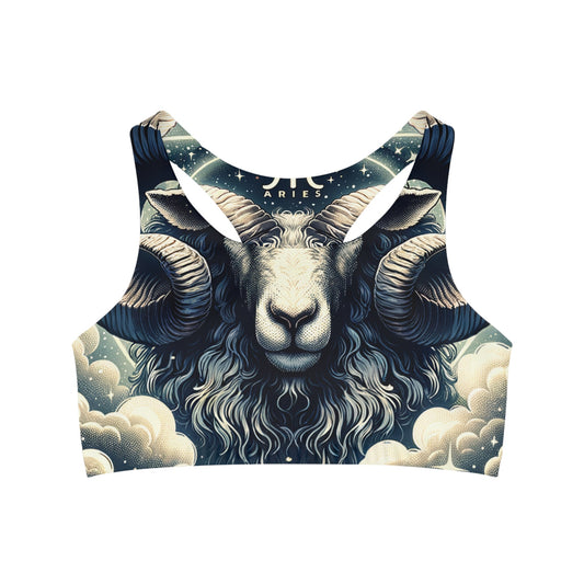 "Celestial Ram Ascendant" - Seamless Sports Bra - iSquaredYoga