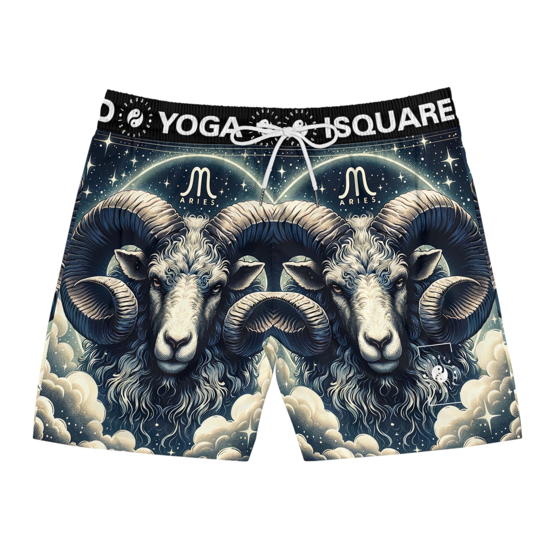 "Celestial Ram Ascendant" - Swim Shorts (Mid - Length) for Men - iSquaredYoga