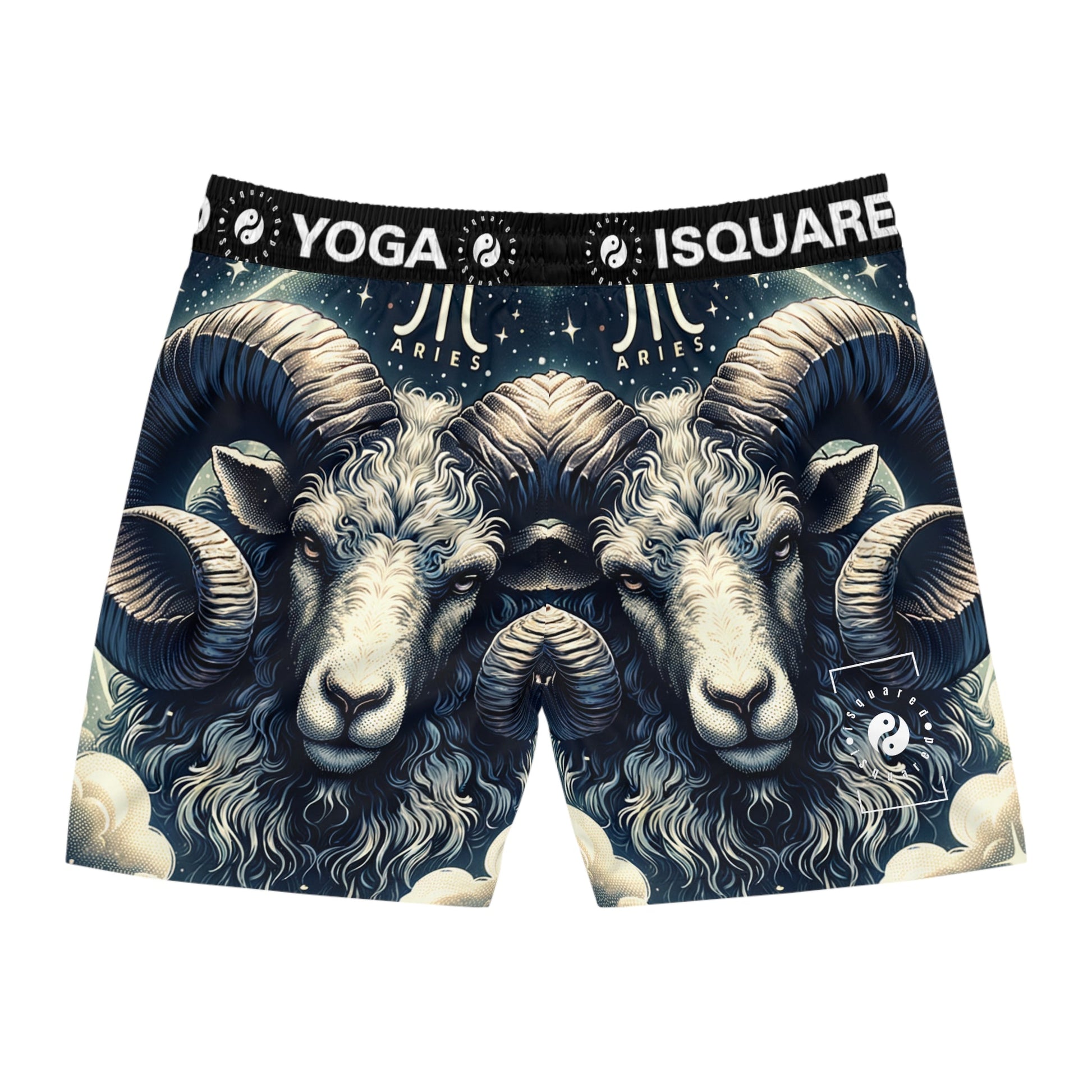 "Celestial Ram Ascendant" - Swim Shorts (Mid - Length) for Men - iSquaredYoga