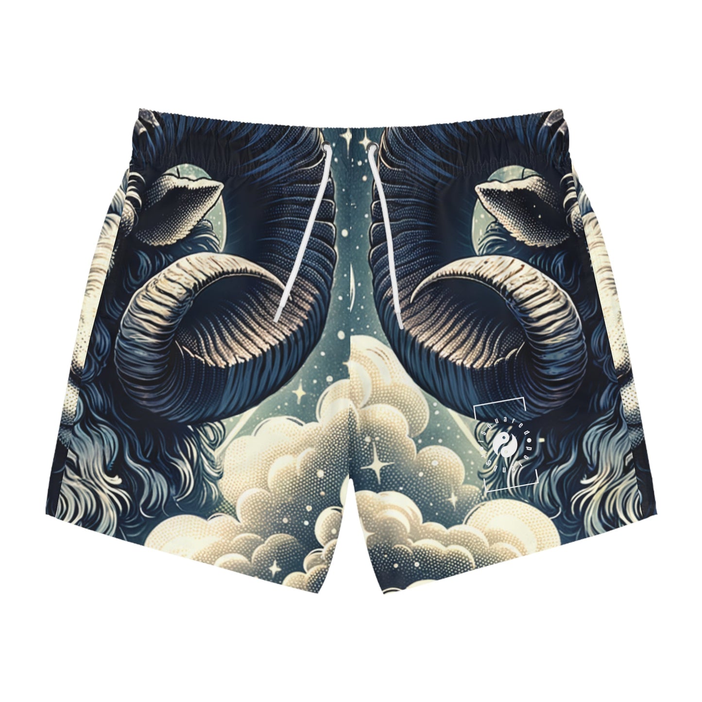 "Celestial Ram Ascendant" - Swim Trunks for Men - iSquaredYoga