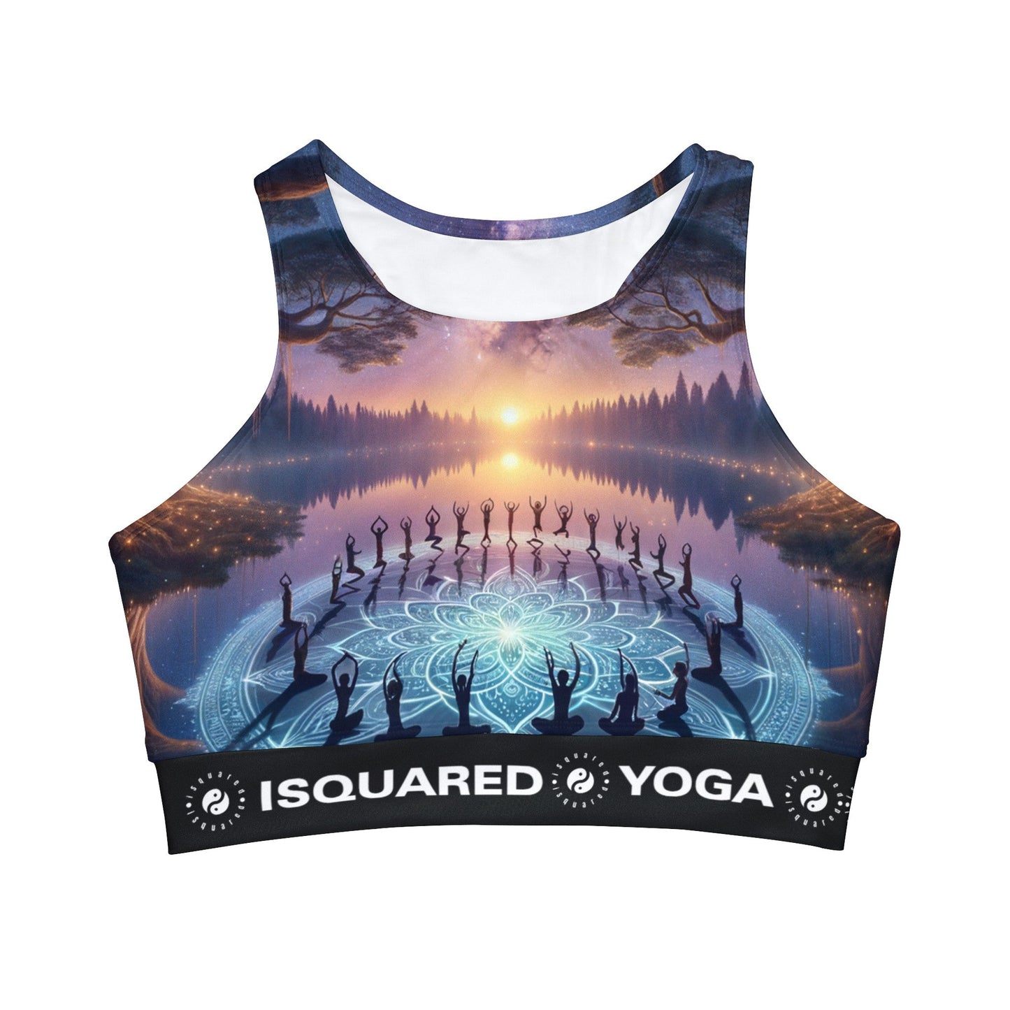 "Celestial Serenity: Mandala's Reflection" - High Neck Crop Top - iSquaredYoga