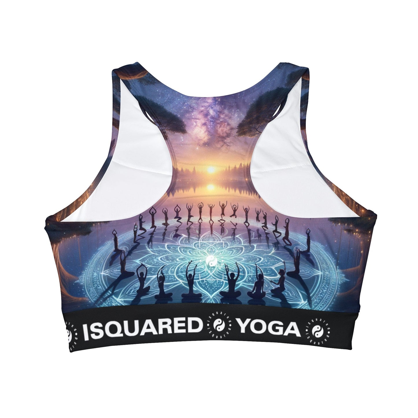 "Celestial Serenity: Mandala's Reflection" - High Neck Crop Top - iSquaredYoga