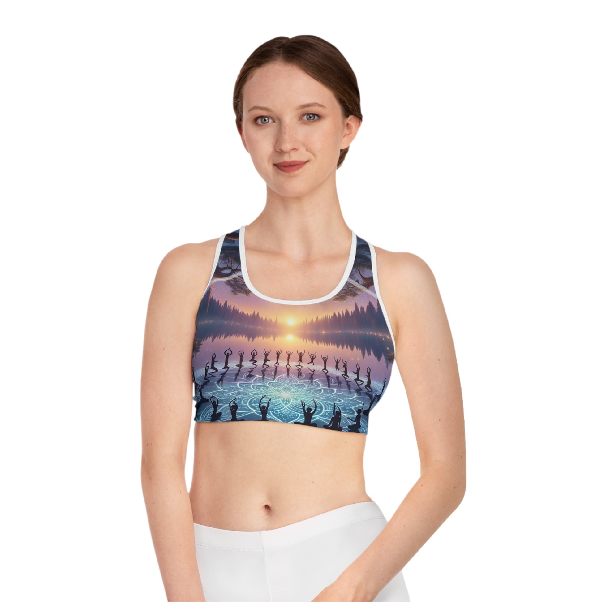 "Celestial Serenity: Mandala's Reflection" - High Performance Sports Bra - iSquaredYoga