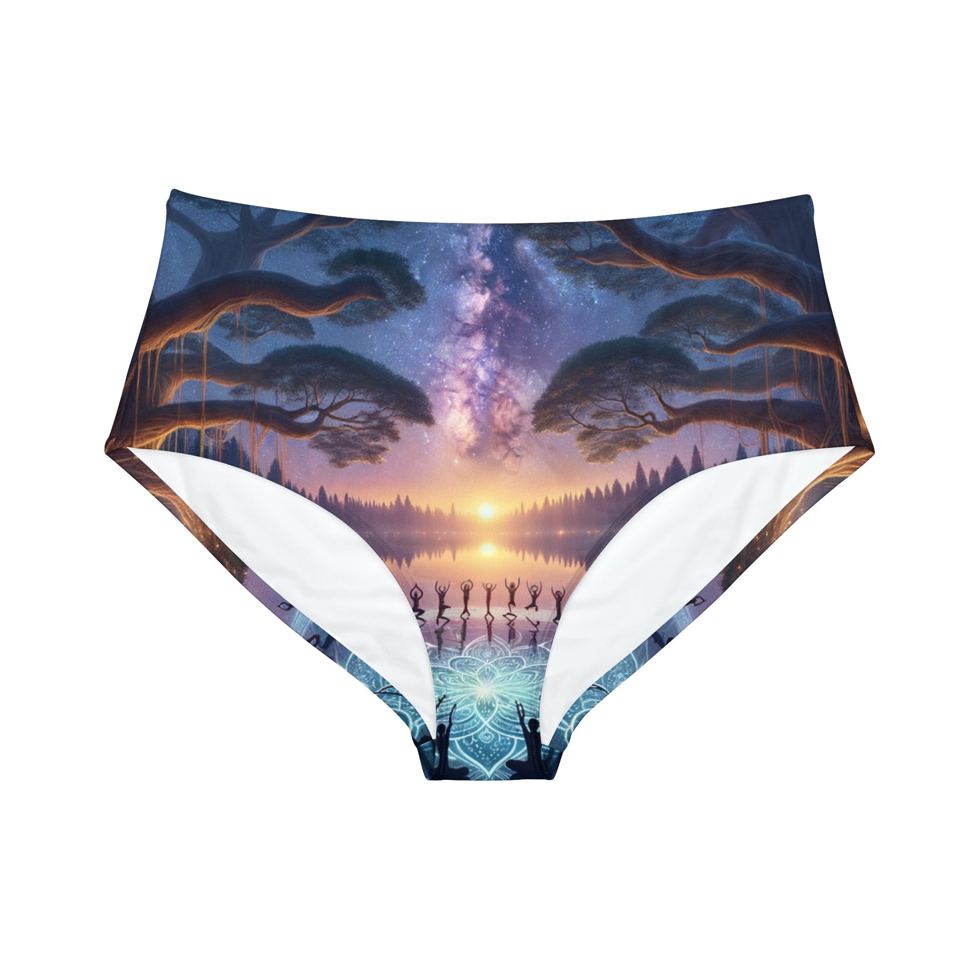 "Celestial Serenity: Mandala's Reflection" - High Waisted Bikini Bottom - iSquaredYoga