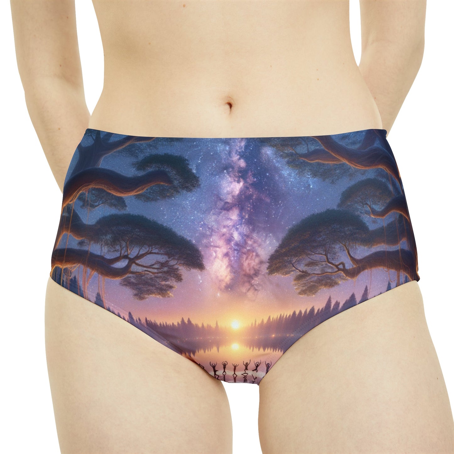 "Celestial Serenity: Mandala's Reflection" - High Waisted Bikini Bottom - iSquaredYoga