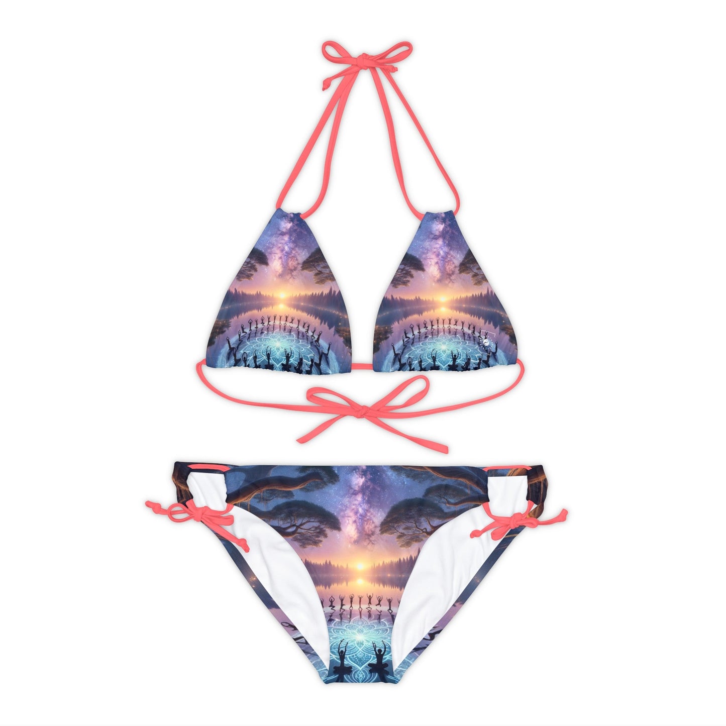 "Celestial Serenity: Mandala's Reflection" - Lace - up Bikini Set - iSquaredYoga