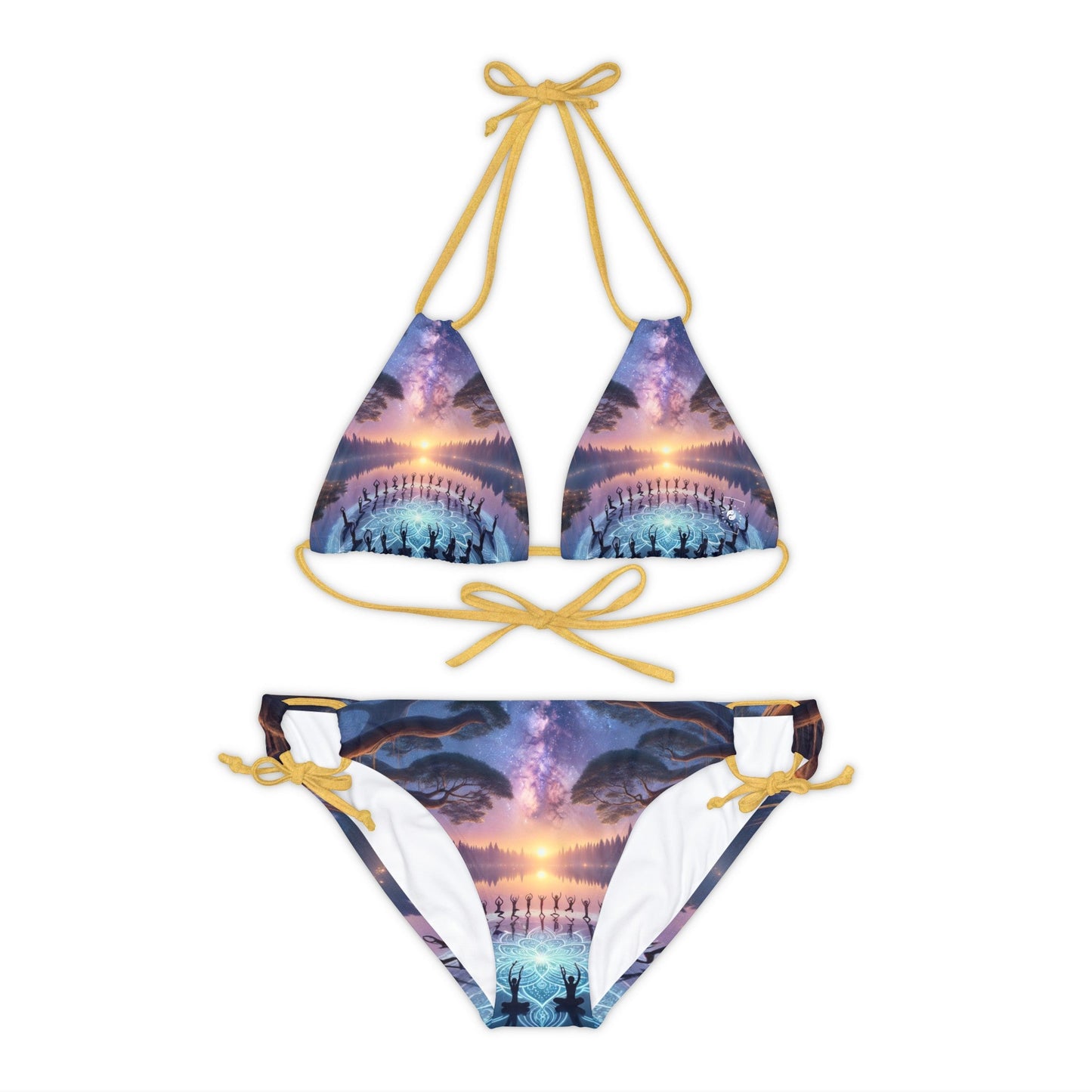 "Celestial Serenity: Mandala's Reflection" - Lace - up Bikini Set - iSquaredYoga