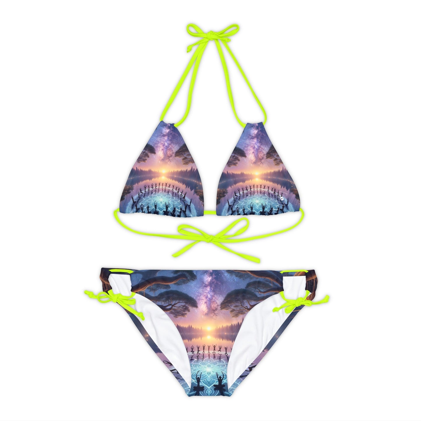 "Celestial Serenity: Mandala's Reflection" - Lace - up Bikini Set - iSquaredYoga