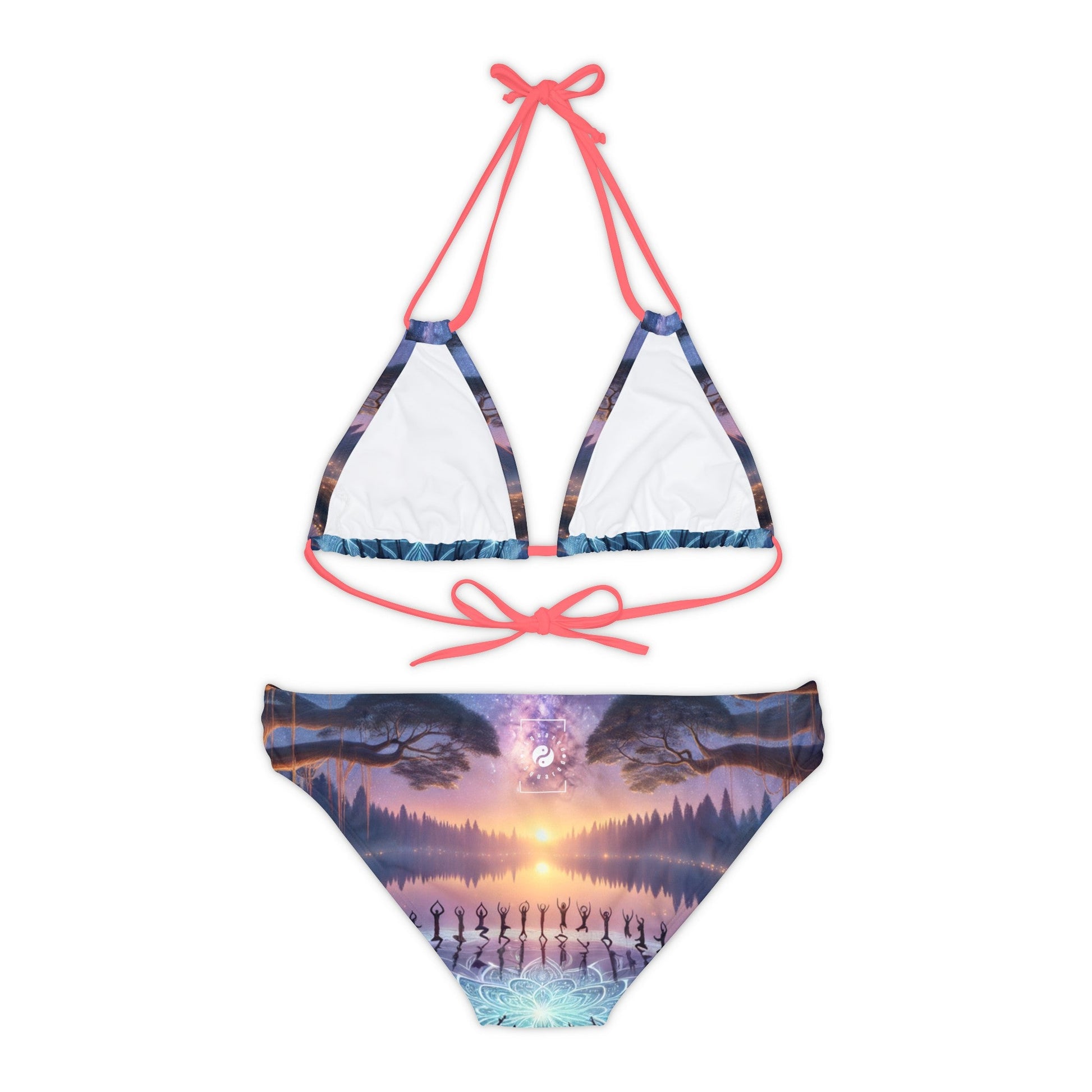 "Celestial Serenity: Mandala's Reflection" - Lace - up Bikini Set - iSquaredYoga