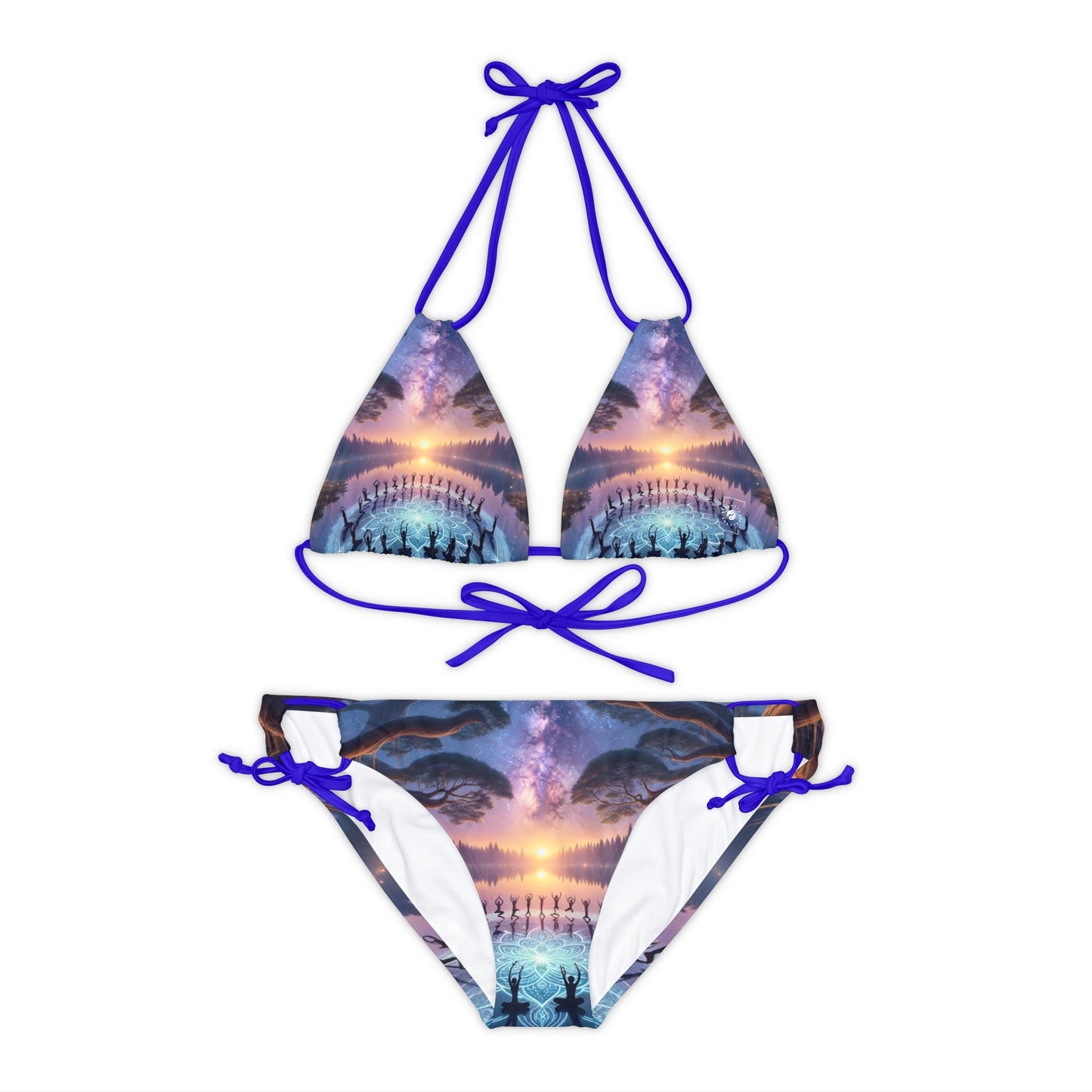 "Celestial Serenity: Mandala's Reflection" - Lace - up Bikini Set - iSquaredYoga