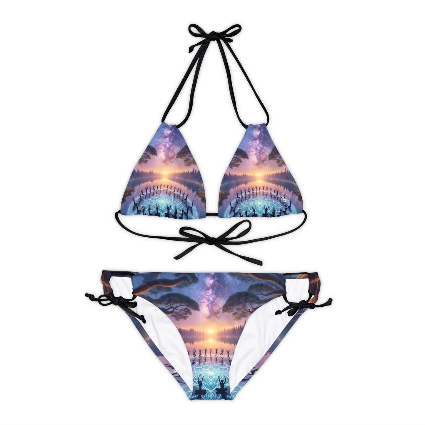 "Celestial Serenity: Mandala's Reflection" - Lace - up Bikini Set - iSquaredYoga