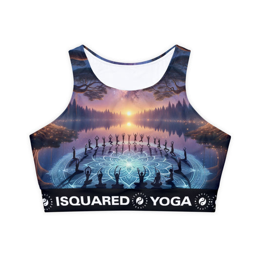 "Celestial Serenity: Mandala's Reflection" - Lined & Padded Sports Bra - iSquaredYoga