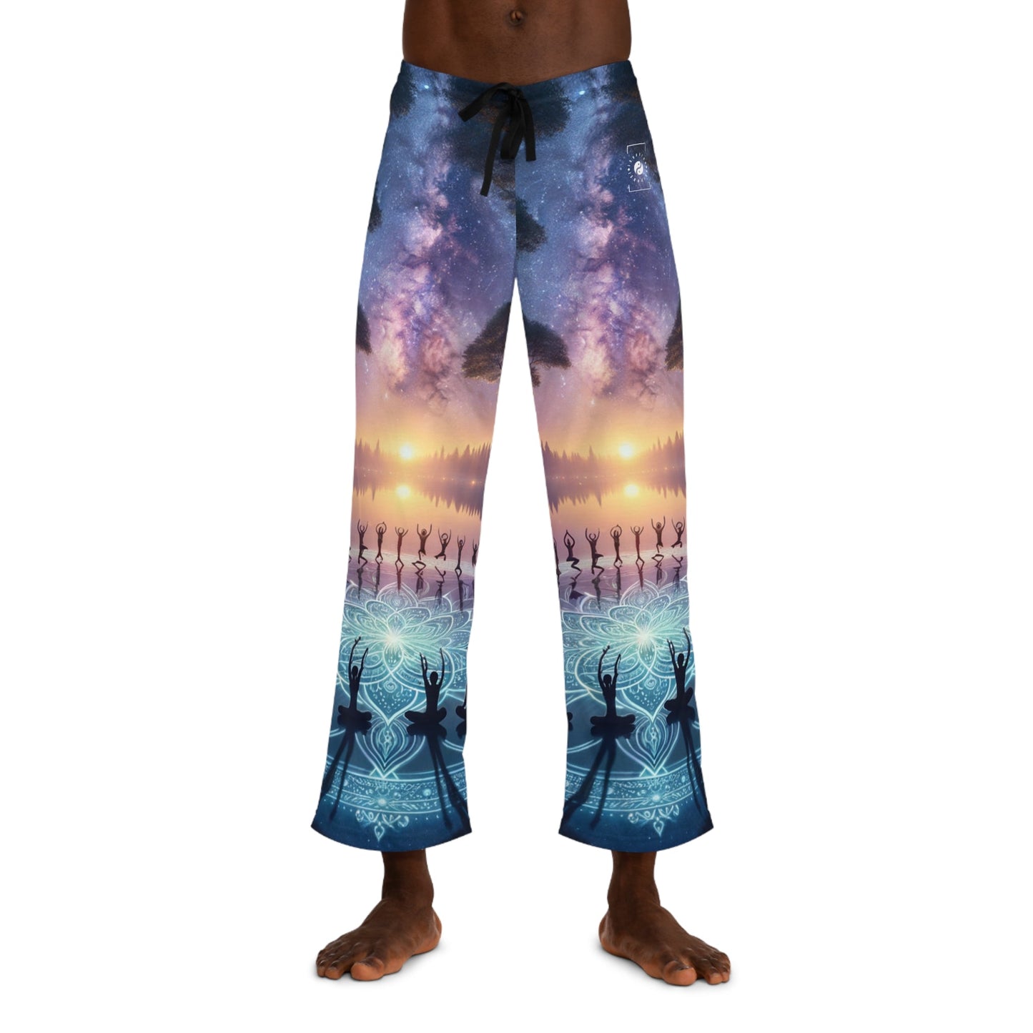 "Celestial Serenity: Mandala's Reflection" - men's Lounge Pants - iSquaredYoga