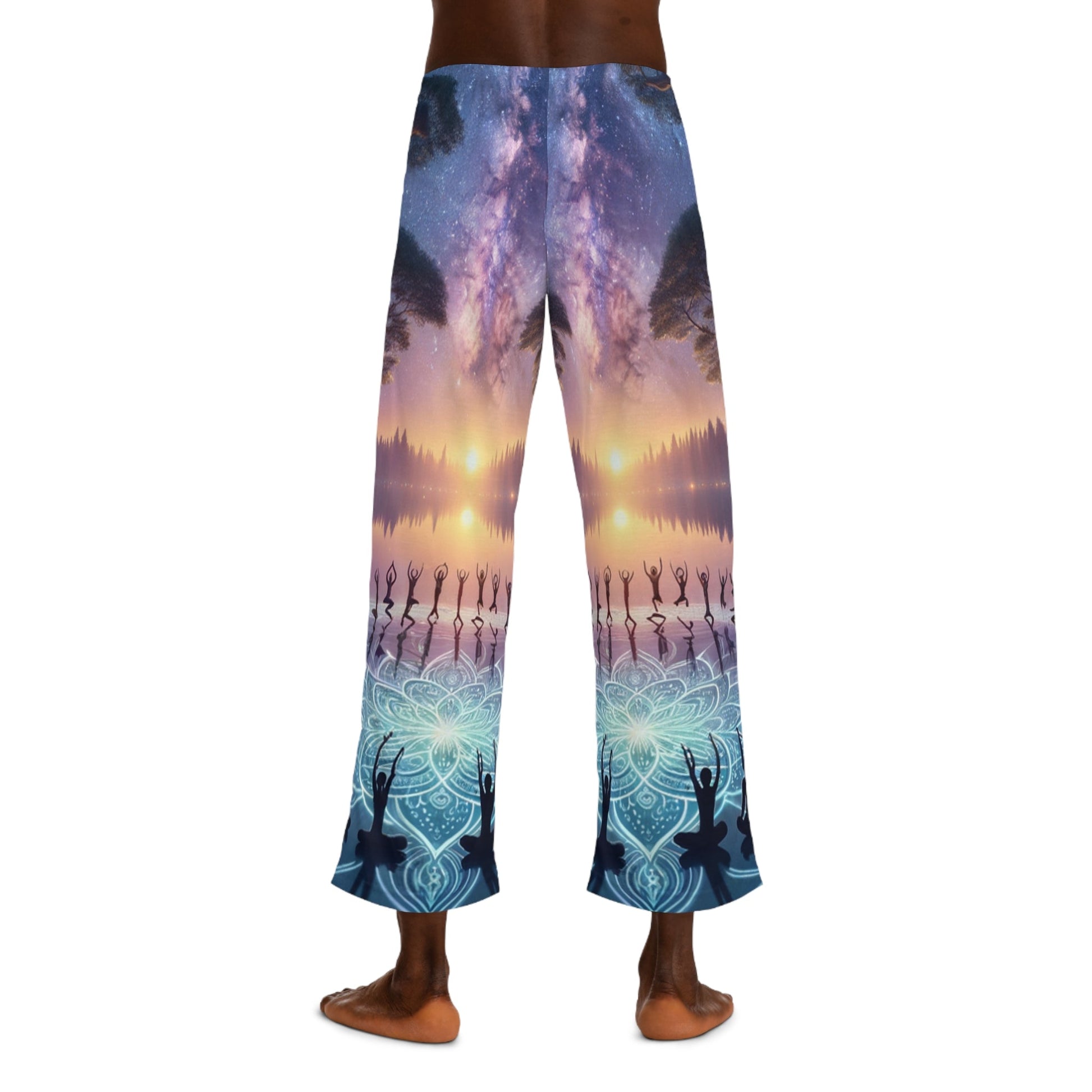 "Celestial Serenity: Mandala's Reflection" - men's Lounge Pants - iSquaredYoga