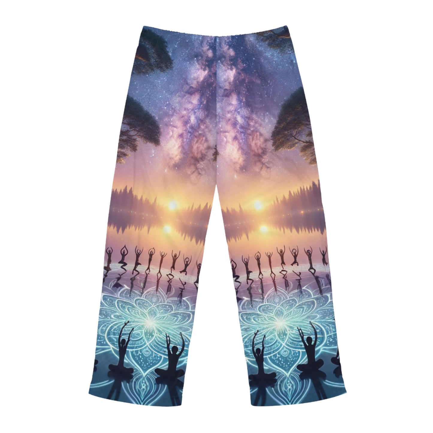 "Celestial Serenity: Mandala's Reflection" - men's Lounge Pants - iSquaredYoga