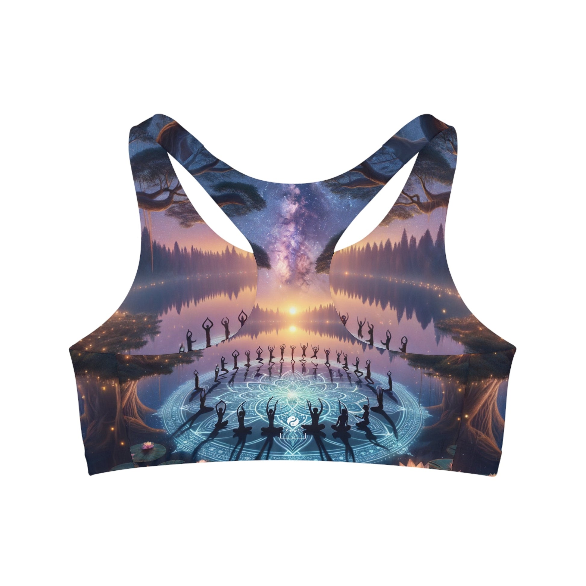 "Celestial Serenity: Mandala's Reflection" - Seamless Sports Bra - iSquaredYoga