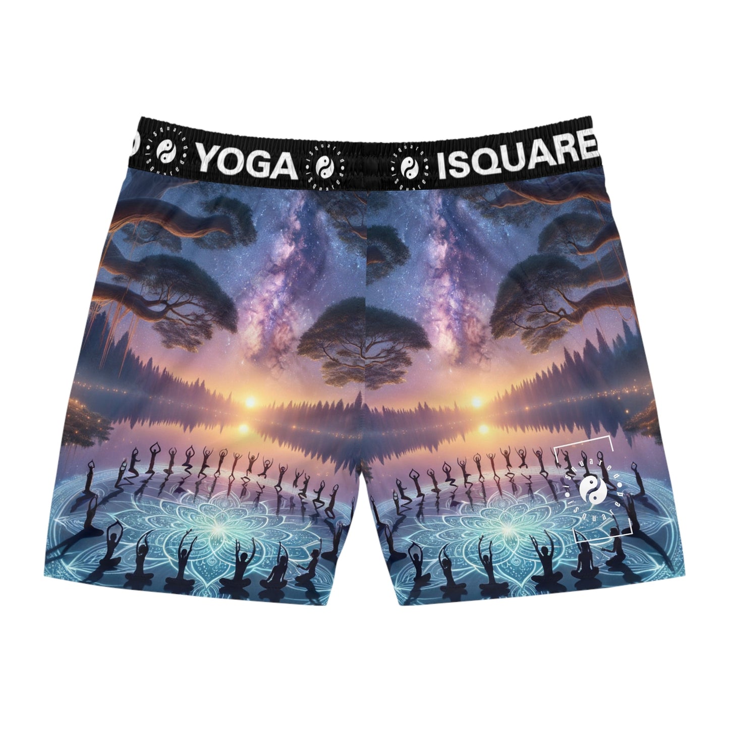 "Celestial Serenity: Mandala's Reflection" - Swim Shorts (Mid - Length) for Men - iSquaredYoga