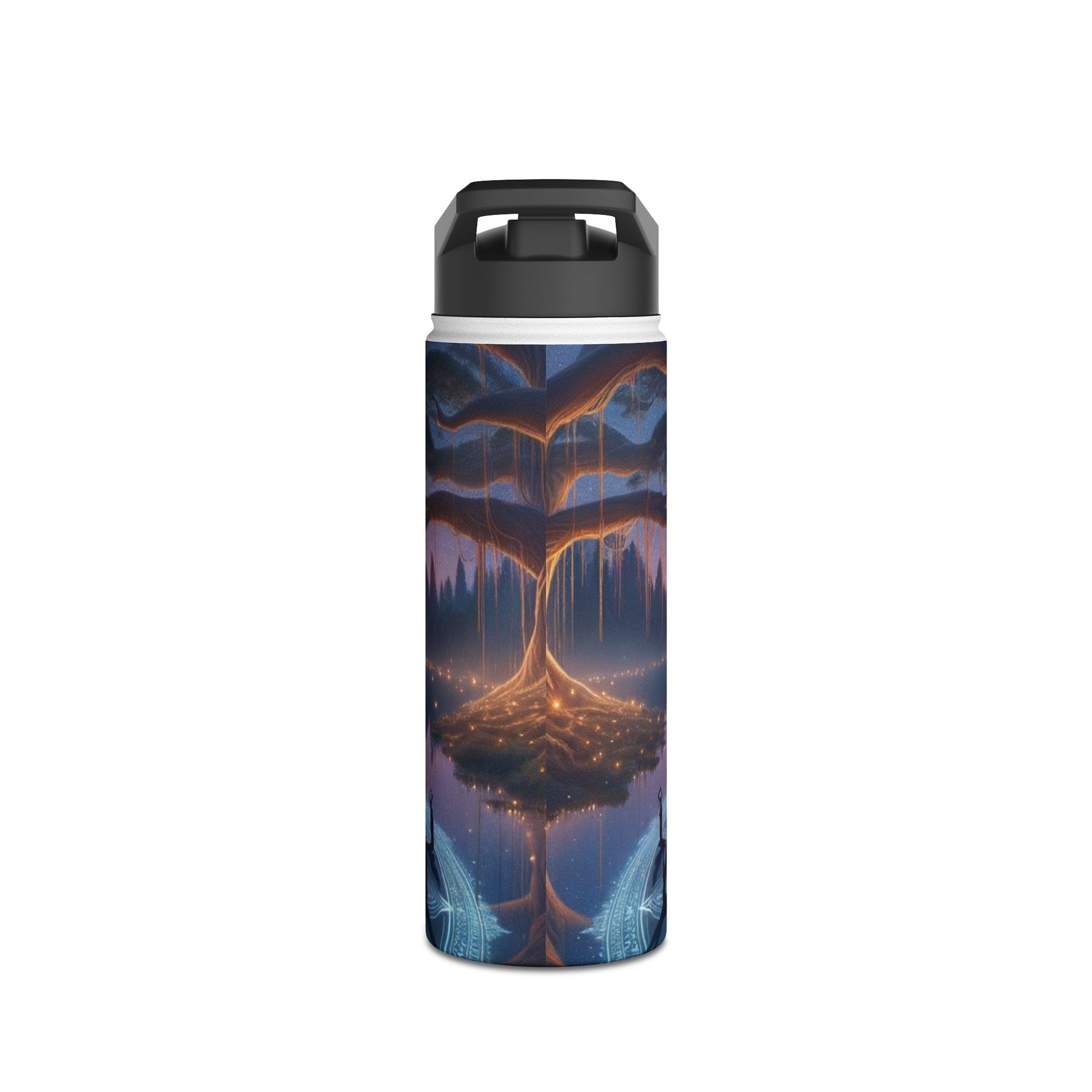 "Celestial Serenity: Mandala's Reflection" - Water Bottle - iSquaredYoga