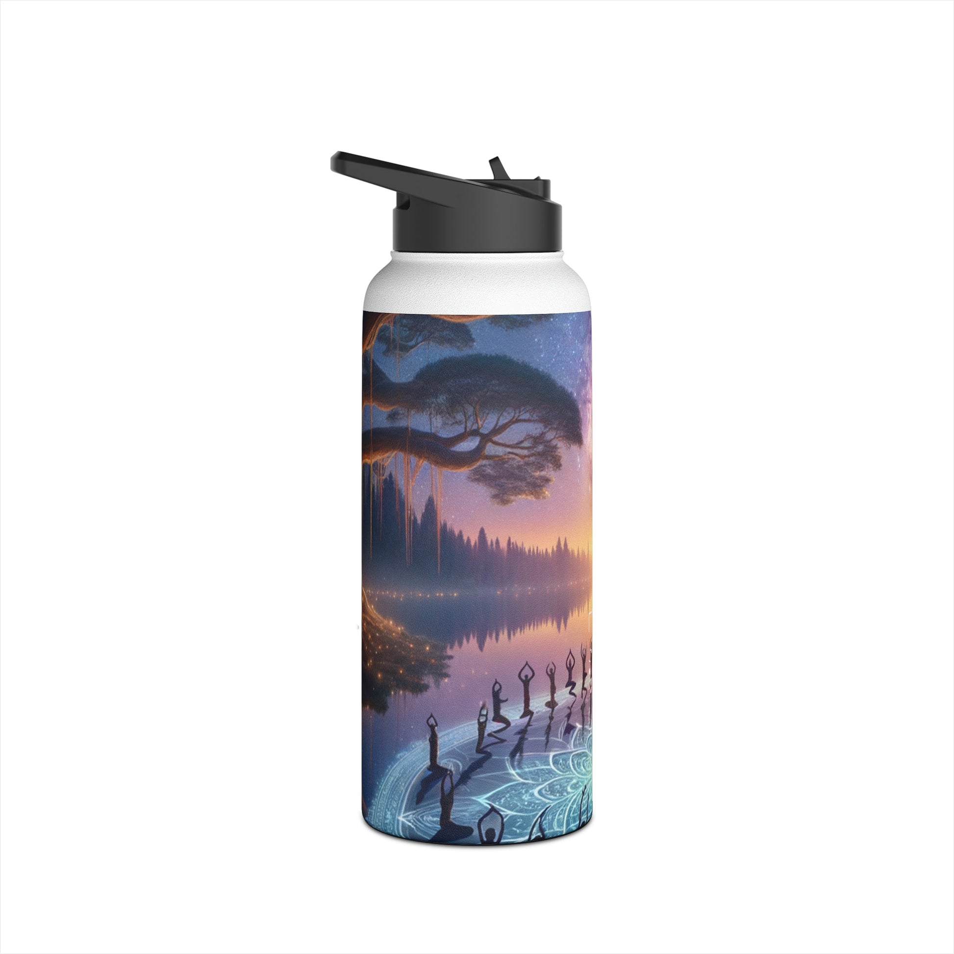 "Celestial Serenity: Mandala's Reflection" - Water Bottle - iSquaredYoga