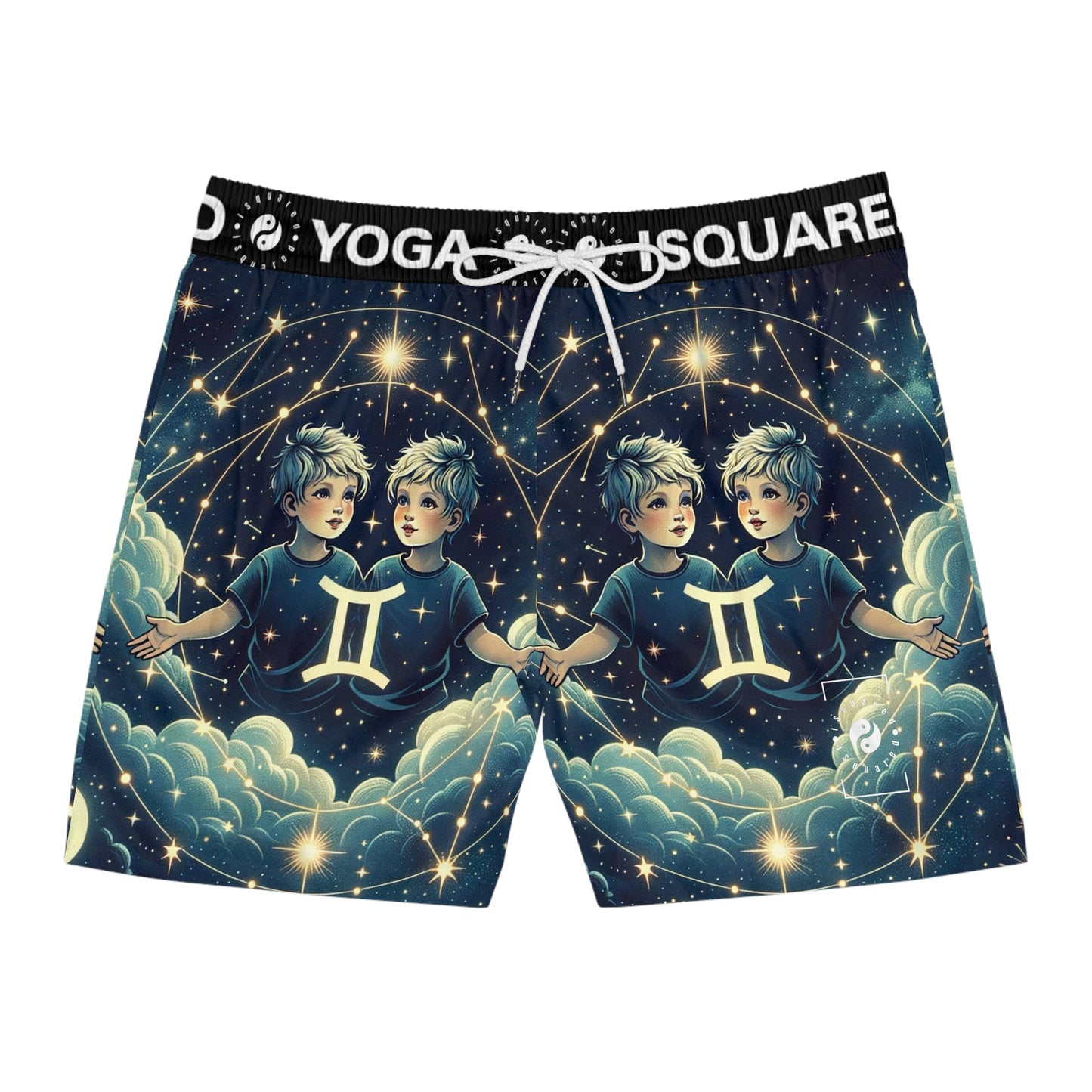 "Celestial Twinfinity" - Swim Shorts (Mid - Length) for Men - iSquaredYoga