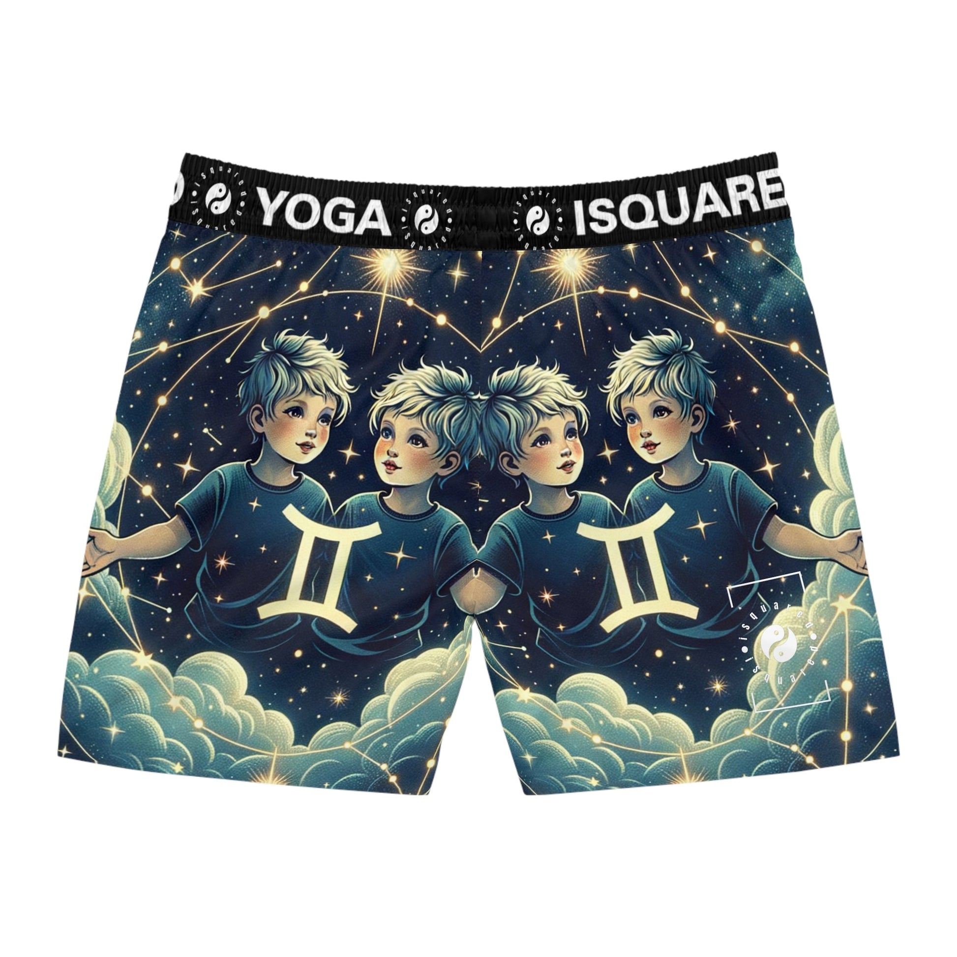 "Celestial Twinfinity" - Swim Shorts (Mid - Length) for Men - iSquaredYoga