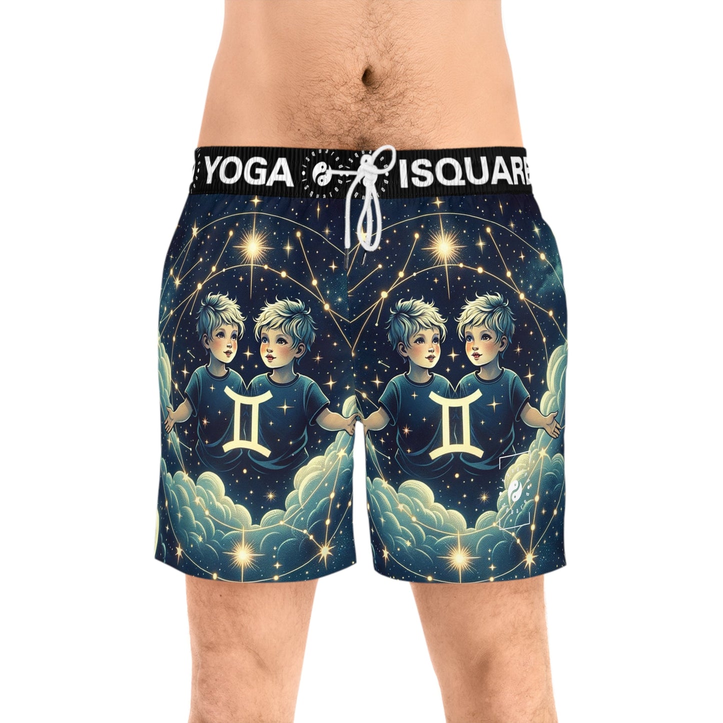 "Celestial Twinfinity" - Swim Shorts (Mid - Length) for Men - iSquaredYoga