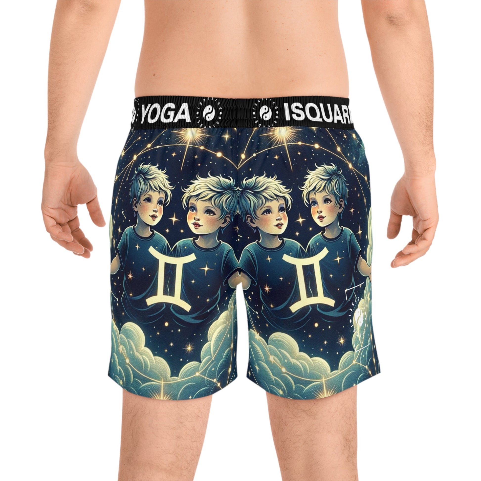 "Celestial Twinfinity" - Swim Shorts (Mid - Length) for Men - iSquaredYoga