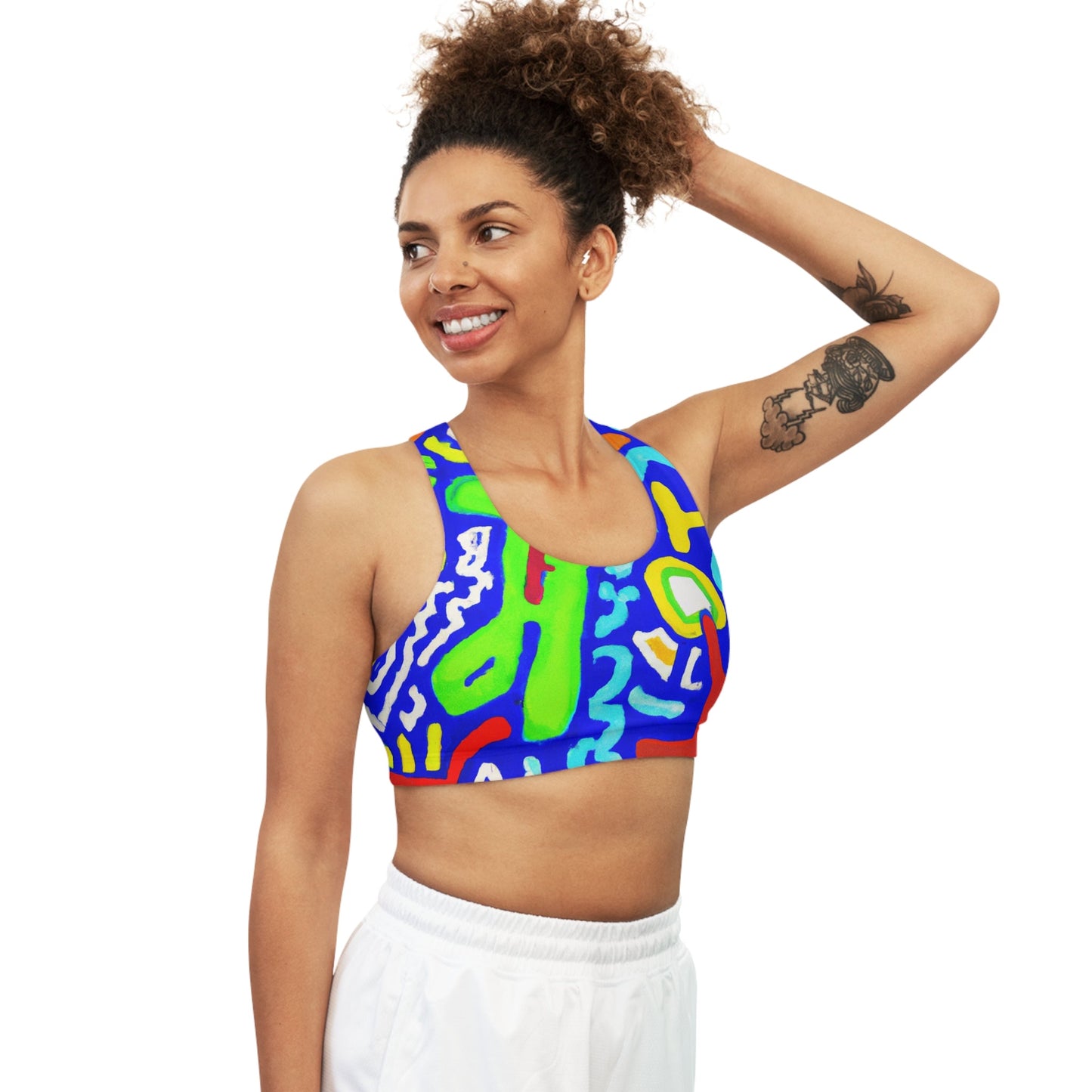 "Chroma Glyphe Symphony" - Seamless Sports Bra - iSquaredYoga