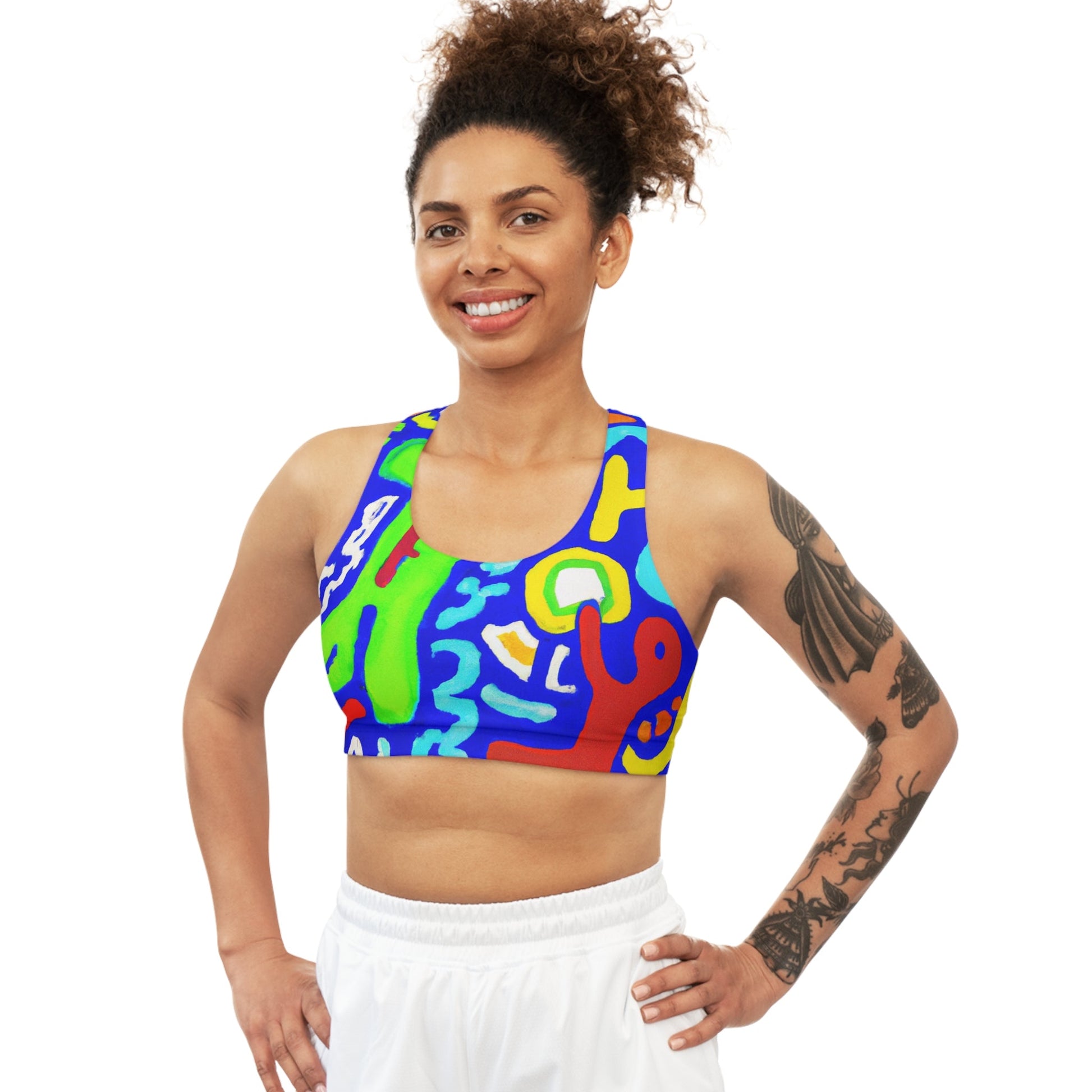 "Chroma Glyphe Symphony" - Seamless Sports Bra - iSquaredYoga