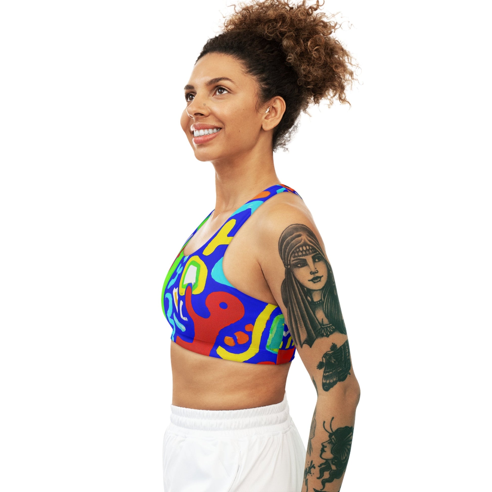 "Chroma Glyphe Symphony" - Seamless Sports Bra - iSquaredYoga