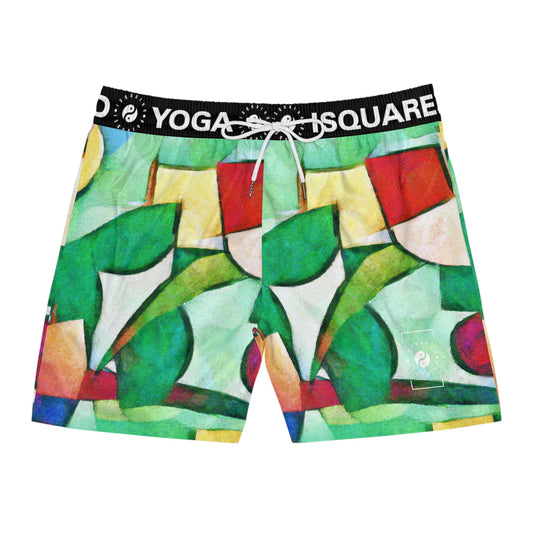 "Chromatic Arcadia" - Swim Shorts (Mid - Length) for Men - iSquaredYoga