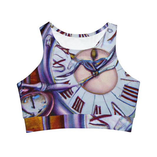 "Chrono Illusionist's Liquid Riddle" - High Neck Crop Top - iSquaredYoga