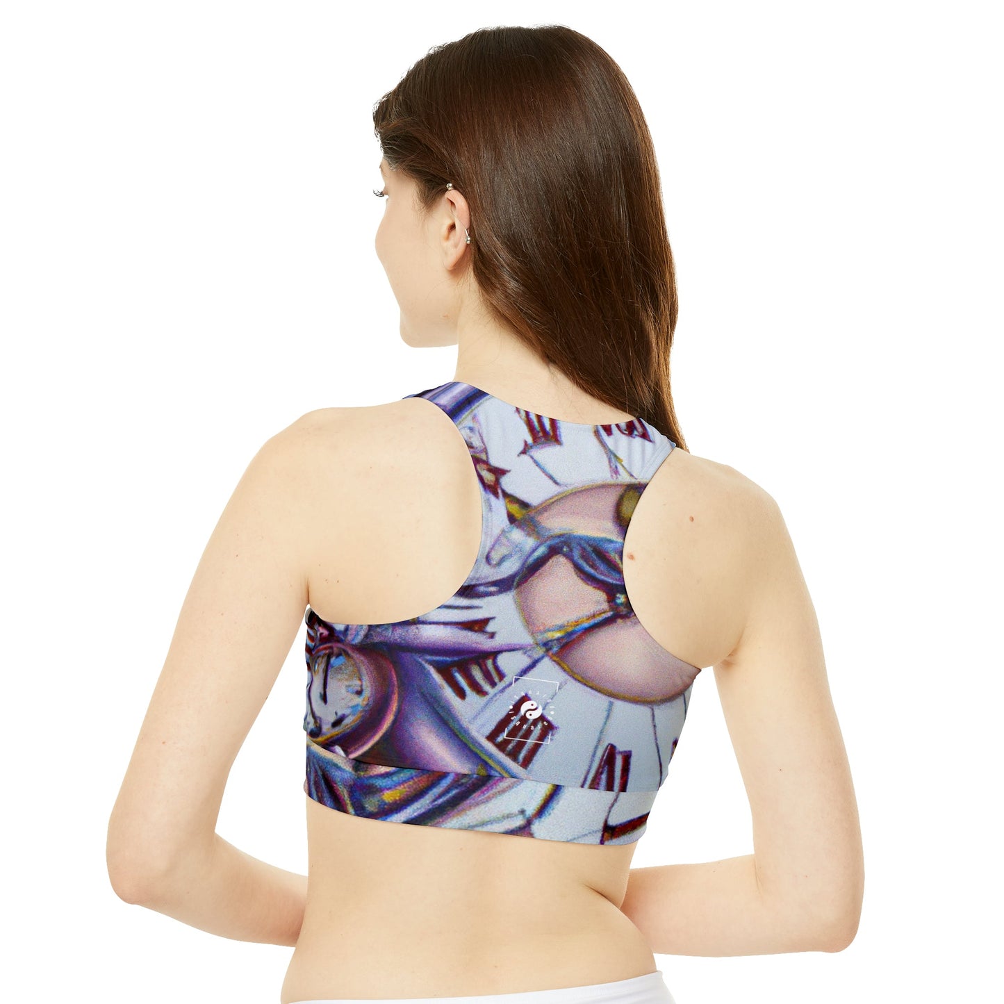 "Chrono Illusionist's Liquid Riddle" - High Neck Crop Top - iSquaredYoga