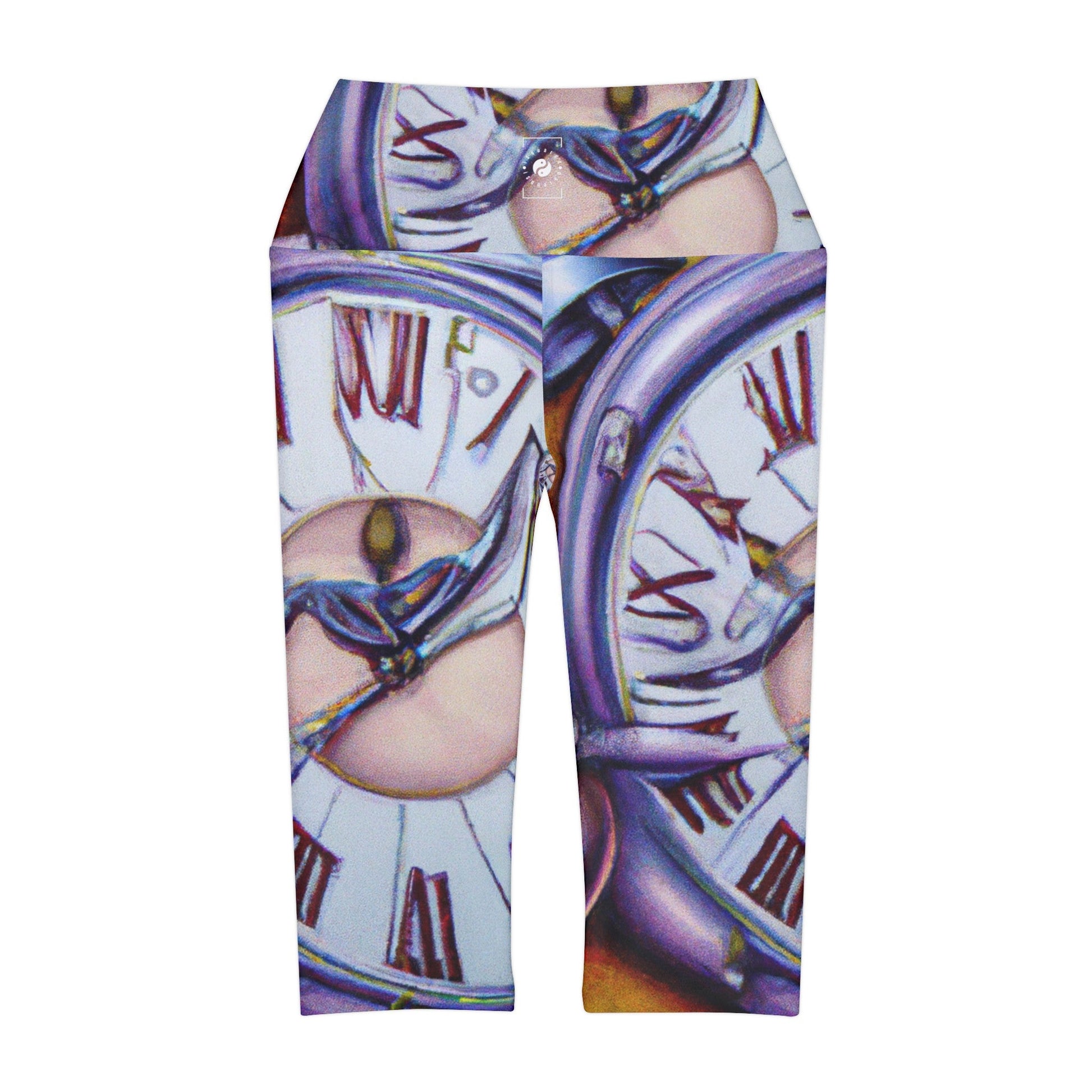 "Chrono Illusionist's Liquid Riddle" - High Waisted Capri Leggings - iSquaredYoga