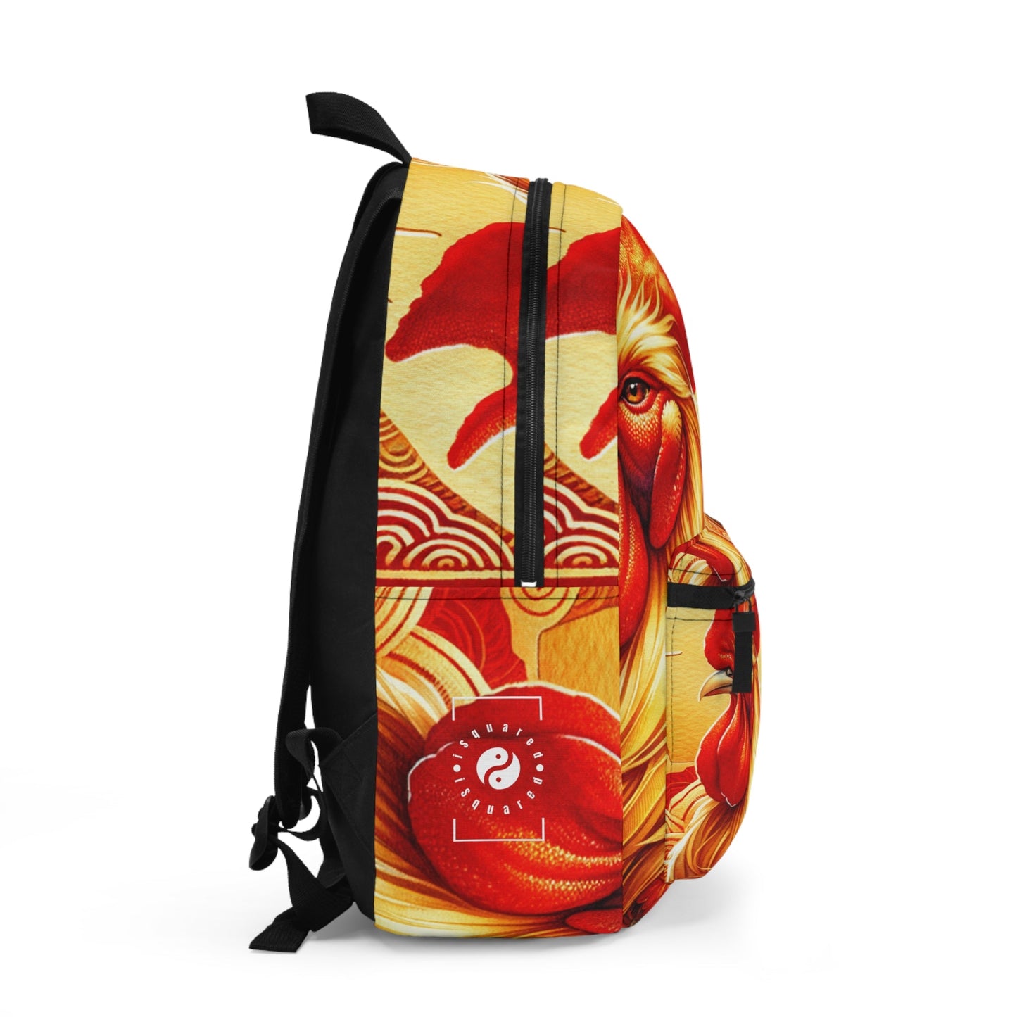 "Crimson Dawn: The Golden Rooster's Rebirth" - Backpack - iSquaredYoga