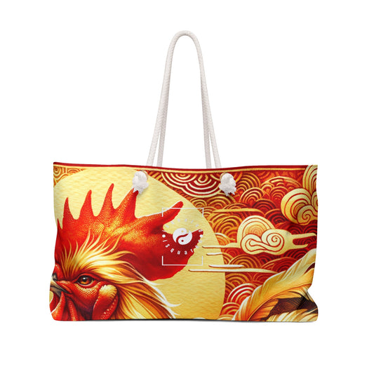 "Crimson Dawn: The Golden Rooster's Rebirth" - Casual Yoga Bag - iSquaredYoga