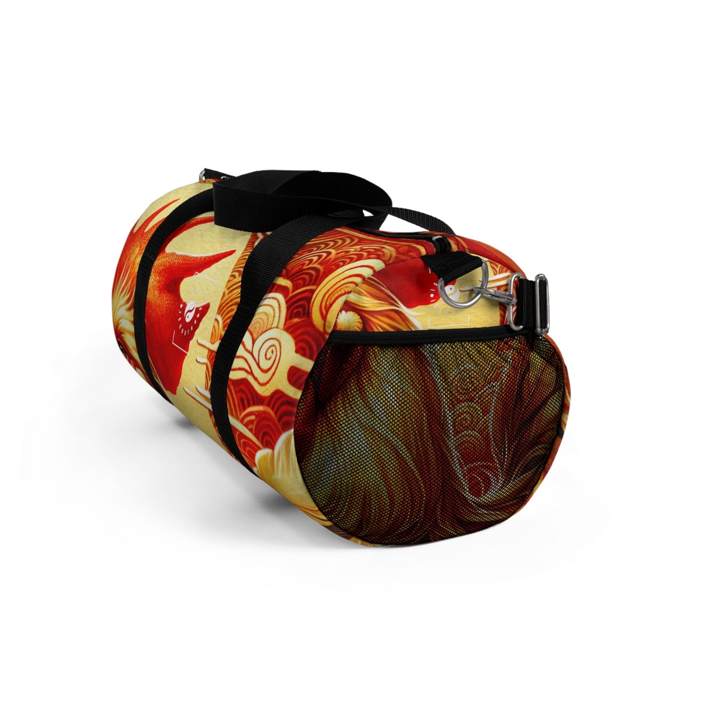 "Crimson Dawn: The Golden Rooster's Rebirth" - Duffle Bag - iSquaredYoga