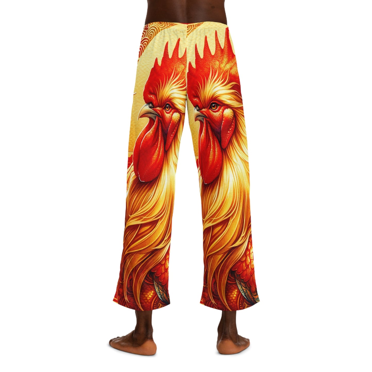 "Crimson Dawn: The Golden Rooster's Rebirth" - men's Lounge Pants - iSquaredYoga