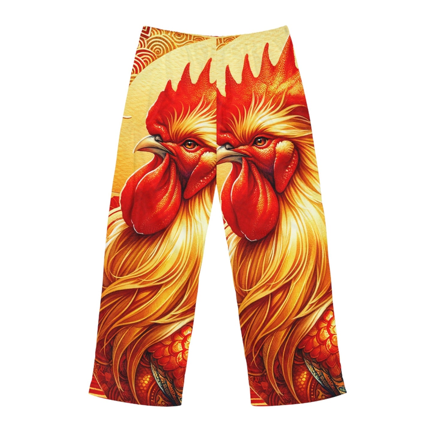 "Crimson Dawn: The Golden Rooster's Rebirth" - men's Lounge Pants - iSquaredYoga