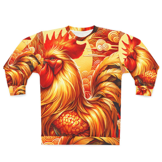 "Crimson Dawn: The Golden Rooster's Rebirth" - Unisex Sweatshirt - iSquaredYoga