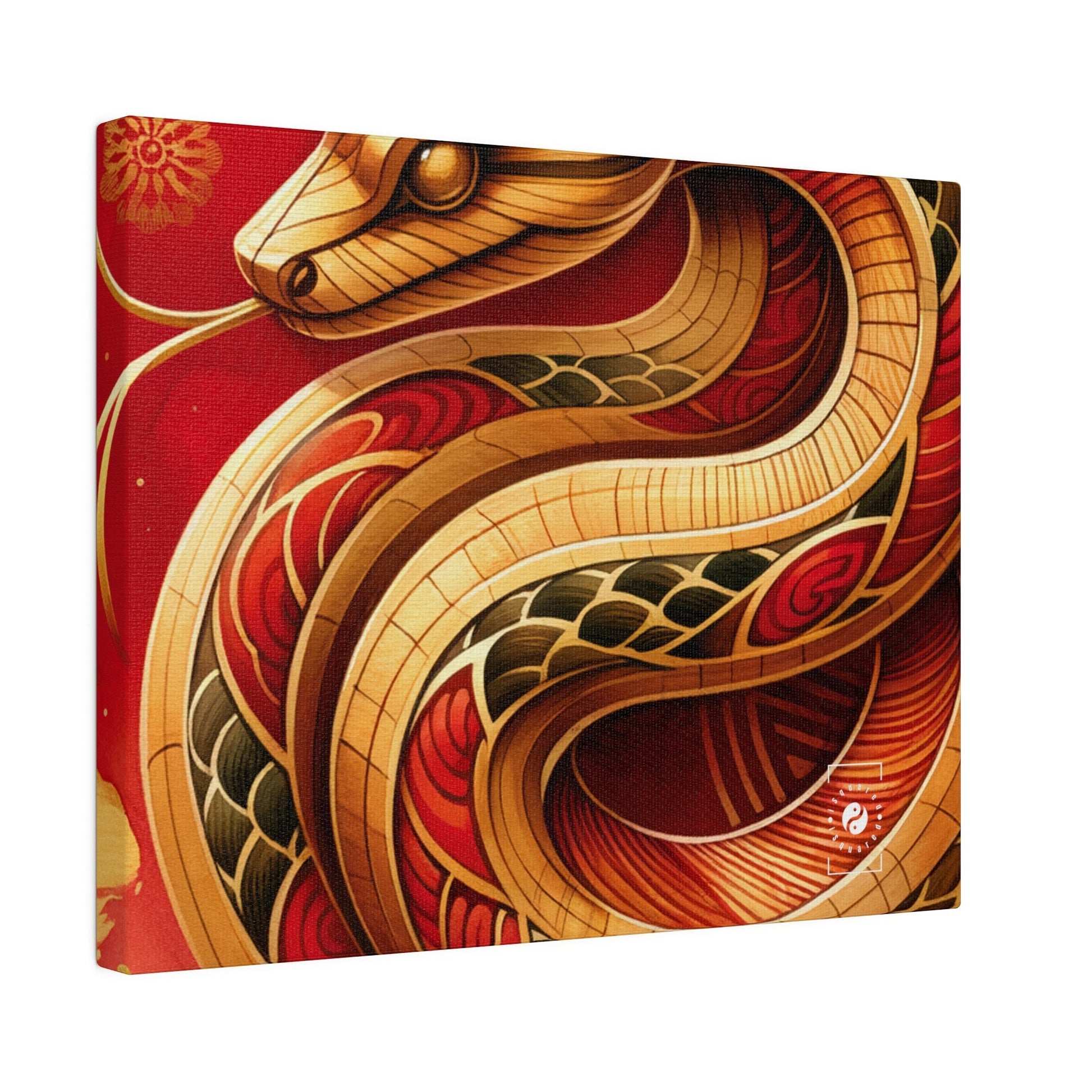 "Crimson Serenity: The Golden Snake" - Art Print Canvas - iSquaredYoga