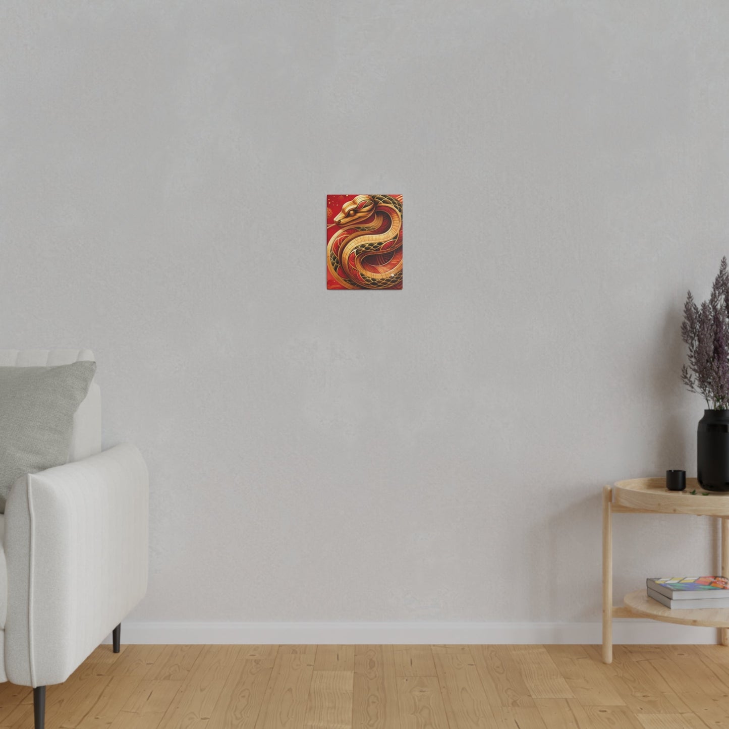 "Crimson Serenity: The Golden Snake" - Art Print Canvas - iSquaredYoga