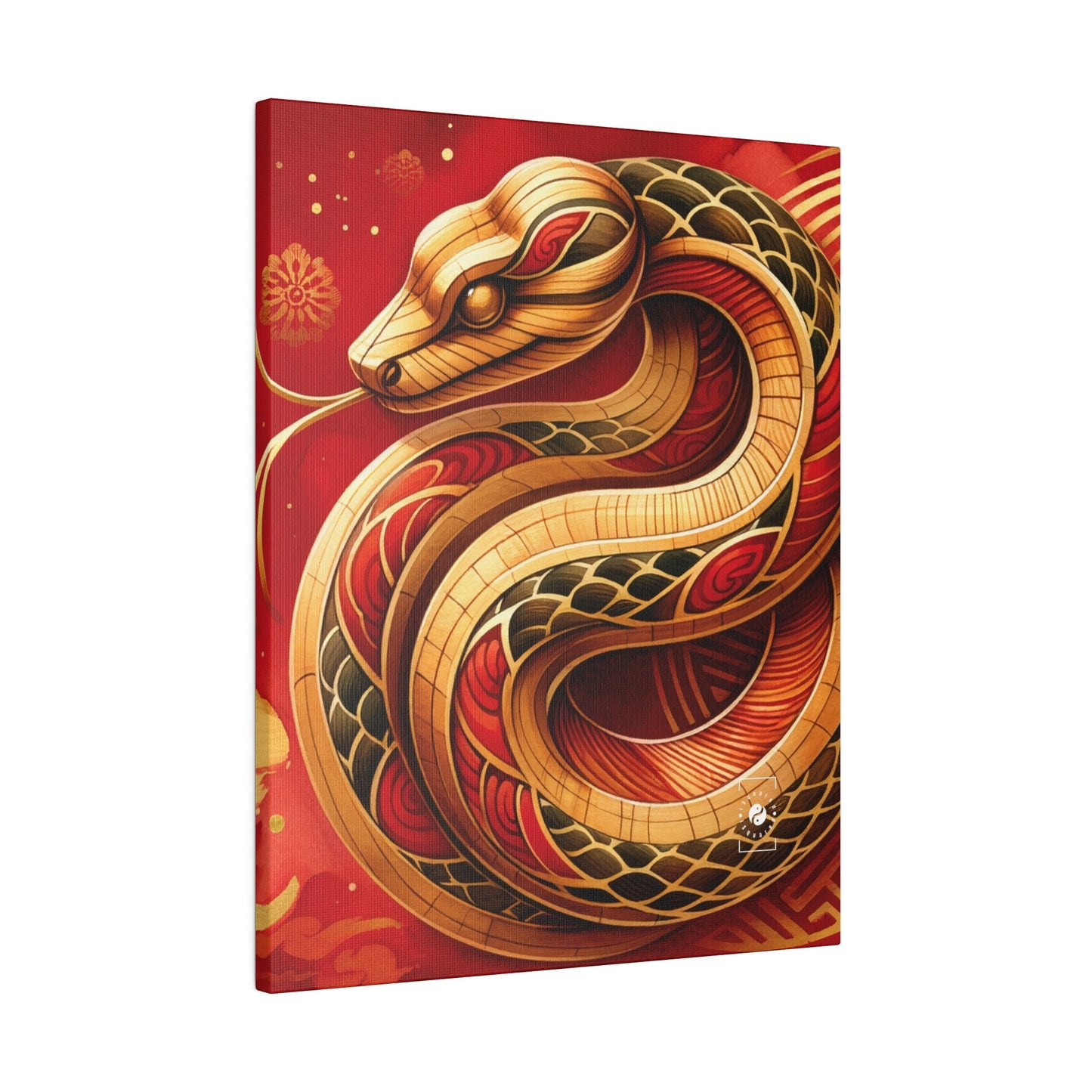 "Crimson Serenity: The Golden Snake" - Art Print Canvas - iSquaredYoga