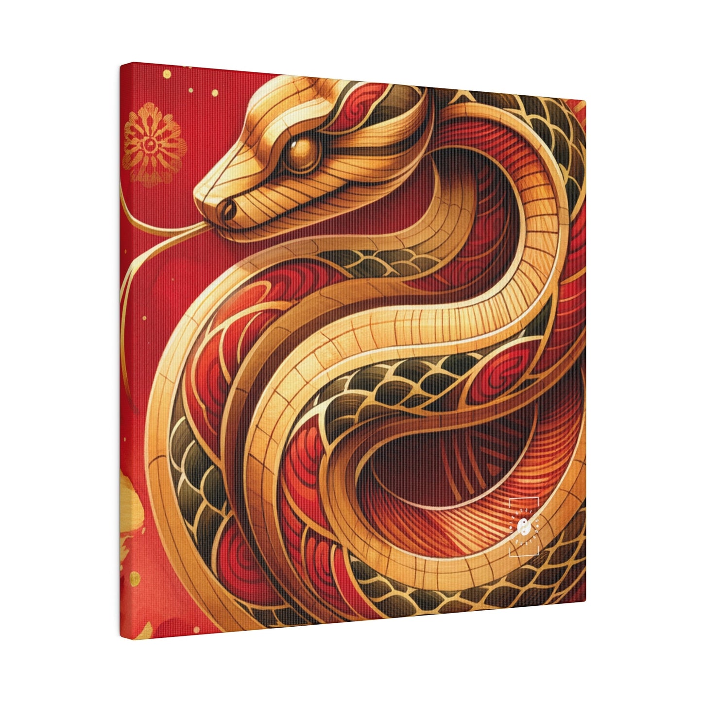 "Crimson Serenity: The Golden Snake" - Art Print Canvas - iSquaredYoga